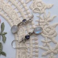 Vintage Silver Moonstone Dangle Drop Earrings - Image 5