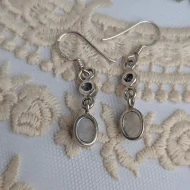 Vintage Silver Moonstone Dangle Drop Earrings - Image 2