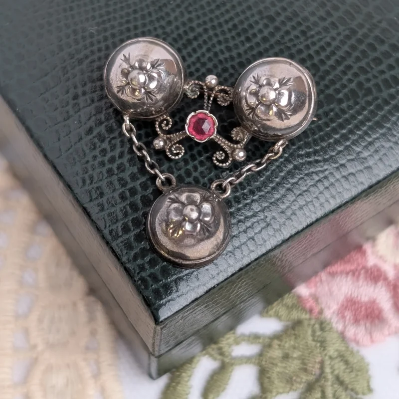 Antique Silver Forget Me Not Brooch German Jakob Agner