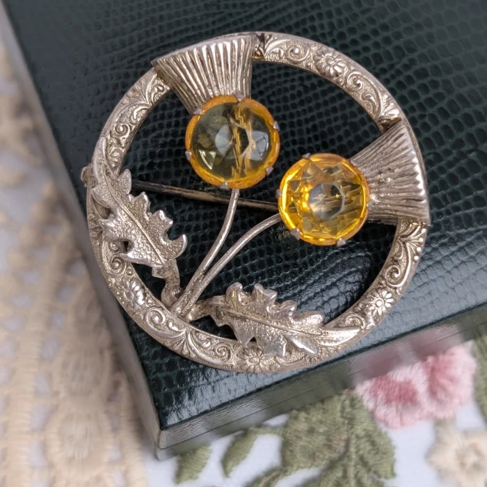 Vintage Sterling Silver Scottish Thistle Brooch Ward Bros