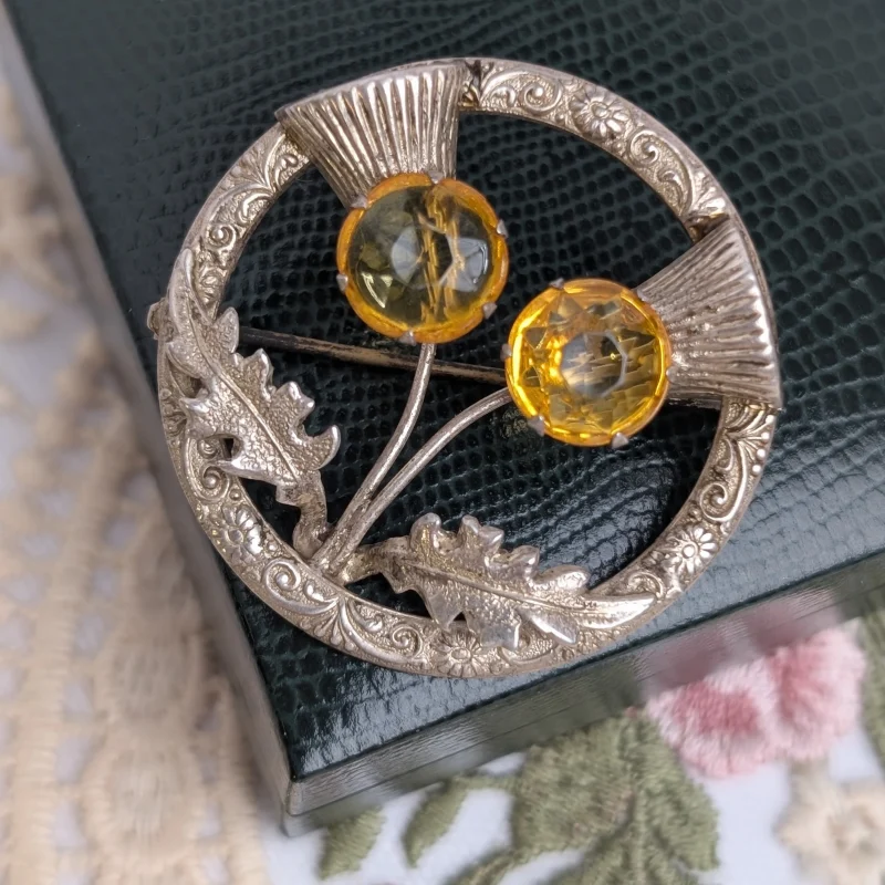 Vintage Sterling Silver Scottish Thistle Brooch Ward Bros