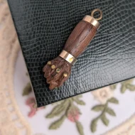 Vintage Wooden Mano Figa Hand Pendant Fist Charm