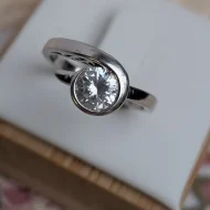 Sterling Silver Solitaire CZ Split Shank Ring Minimalist