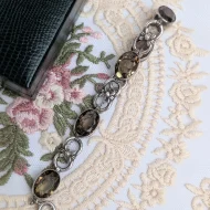 Antique Scottish Smokey Quartz Silver Victorian Fancy Link Bracelet - Image 2