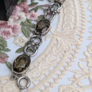 Antique Scottish Smokey Quartz Silver Victorian Fancy Link Bracelet - Image 3