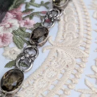 Antique Scottish Smokey Quartz Silver Victorian Fancy Link Bracelet - Image 4