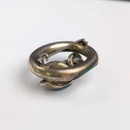 Antique Silver Scottish Malachite Large Knot Brooch Victorian Ornate Etched Pin - Image 9