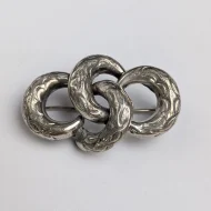 Antique Silver Lovers Knot Brooch Victorian Etched Pin - Image 2