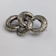 Antique Silver Lovers Knot Brooch Victorian Etched Pin - Image 3