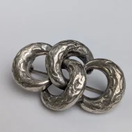 Antique Silver Lovers Knot Brooch Victorian Etched Pin - Image 4
