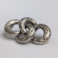 Antique Silver Lovers Knot Brooch Victorian Etched Pin - Image 5