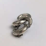 Antique Silver Lovers Knot Brooch Victorian Etched Pin - Image 6