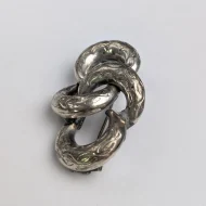Antique Silver Lovers Knot Brooch Victorian Etched Pin - Image 7