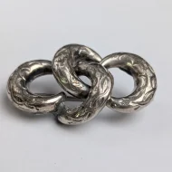 Antique Silver Lovers Knot Brooch Victorian Etched Pin - Image 8