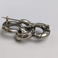 Antique Silver Lovers Knot Brooch Victorian Etched Pin - Image 11