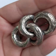 Antique Silver Lovers Knot Brooch Victorian Etched Pin - Image 14