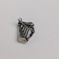 Vintage Sterling Silver Harp Brooch Inlaid Shamrock Pin - Image 4
