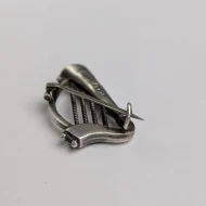 Vintage Sterling Silver Harp Brooch Inlaid Shamrock Pin - Image 6