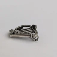 Vintage Sterling Silver Harp Brooch Inlaid Shamrock Pin - Image 7