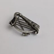 Vintage Sterling Silver Harp Brooch Inlaid Shamrock Pin - Image 9