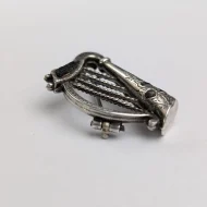 Vintage Sterling Silver Harp Brooch Inlaid Shamrock Pin - Image 10
