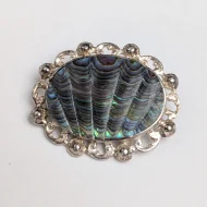 Vintage Sterling Silver Abalone Paua Shell Brooch - Image 2