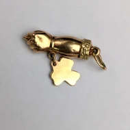 Vintage 18ct Gold Mano Figa Hand Pendant Shamrock Good Luck Charm - Image 6