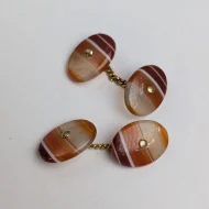 Vintage Banded Agate Chain Cufflinks - Image 2