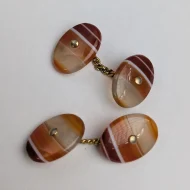 Vintage Banded Agate Chain Cufflinks - Image 3