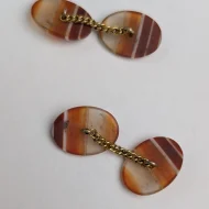 Vintage Banded Agate Chain Cufflinks - Image 6
