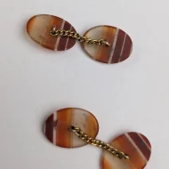 Vintage Banded Agate Chain Cufflinks - Image 7