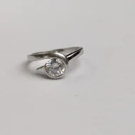 Sterling Silver Solitaire CZ Split Shank Ring Minimalist - Image 2