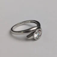 Sterling Silver Solitaire CZ Split Shank Ring Minimalist - Image 7