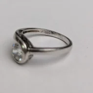 Sterling Silver Solitaire CZ Split Shank Ring Minimalist - Image 8