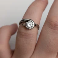 Sterling Silver Solitaire CZ Split Shank Ring Minimalist - Image 9