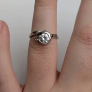 Sterling Silver Solitaire CZ Split Shank Ring Minimalist - Image 11