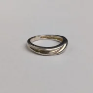 Vintage Sterling Silver Wave Twist Band Ring Minimalist Stacker - Image 2