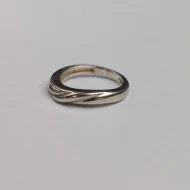 Vintage Sterling Silver Wave Twist Band Ring Minimalist Stacker - Image 3