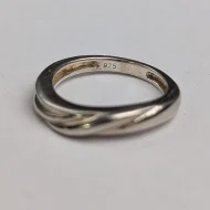 Vintage Sterling Silver Wave Twist Band Ring Minimalist Stacker - Image 6