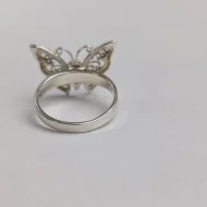 Sterling Silver Butterfly Filigree Marcasite Ring Statement - Image 4