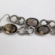 Antique Scottish Smokey Quartz Silver Victorian Fancy Link Bracelet - Image 14