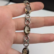 Antique Scottish Smokey Quartz Silver Victorian Fancy Link Bracelet - Image 10