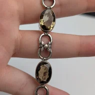 Antique Scottish Smokey Quartz Silver Victorian Fancy Link Bracelet - Image 11