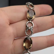 Antique Scottish Smokey Quartz Silver Victorian Fancy Link Bracelet - Image 12