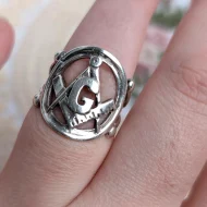 Vintage Masonic Letter G Sterling Silver Ring - Image 10