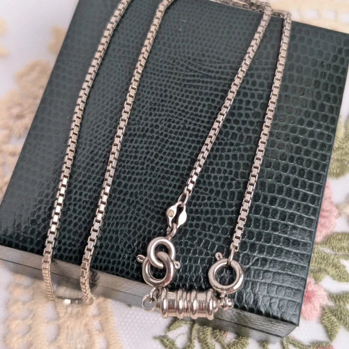 Vintage Sterling Silver Box Chain Link Necklace