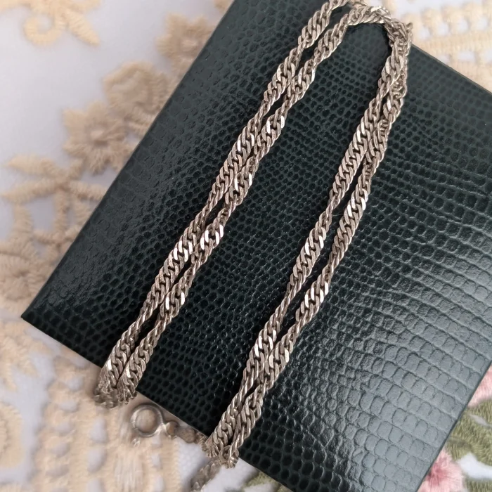 Vintage Sterling Silver Twisted Curb Link Chain Necklace