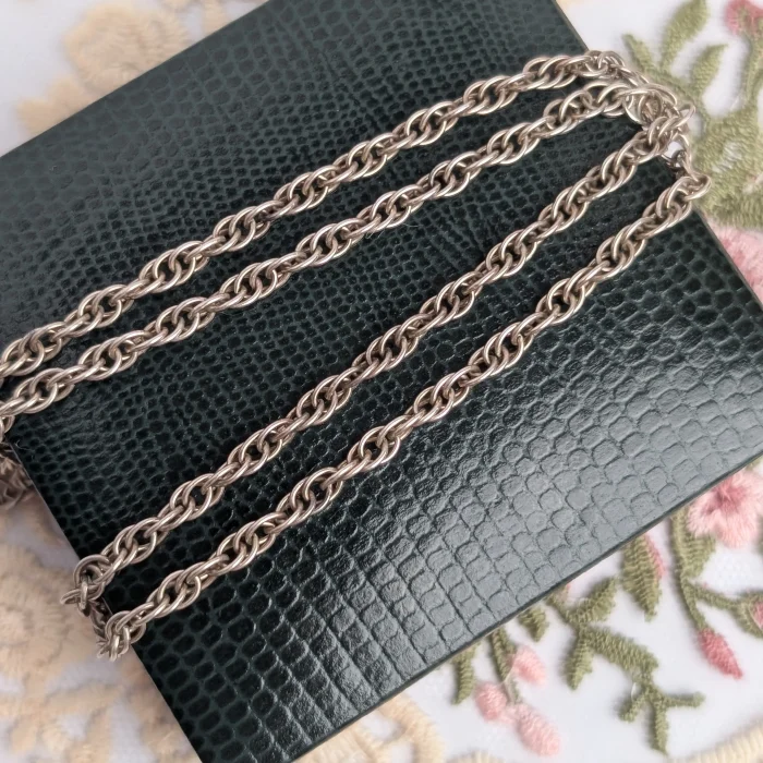 Vintage Sterling Silver Long Rope Chain Necklace