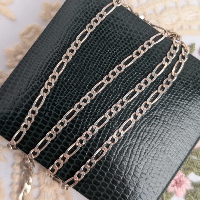 Vintage Sterling Silver Flat Figaro Necklace Chain