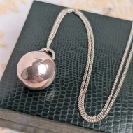 Vintage Sterling Silver Round Ball Necklace Pendant
